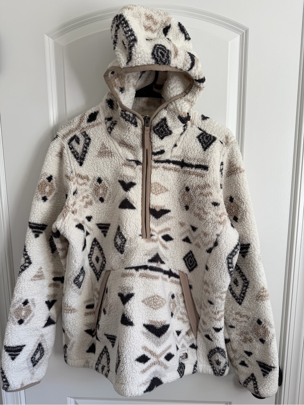 The North Face Half-Zip Hooded Sherpa  - Cream & Black